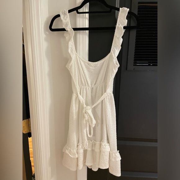 Caution to the Wind - White Ruffle Mini Dress - Picture 5 of 6